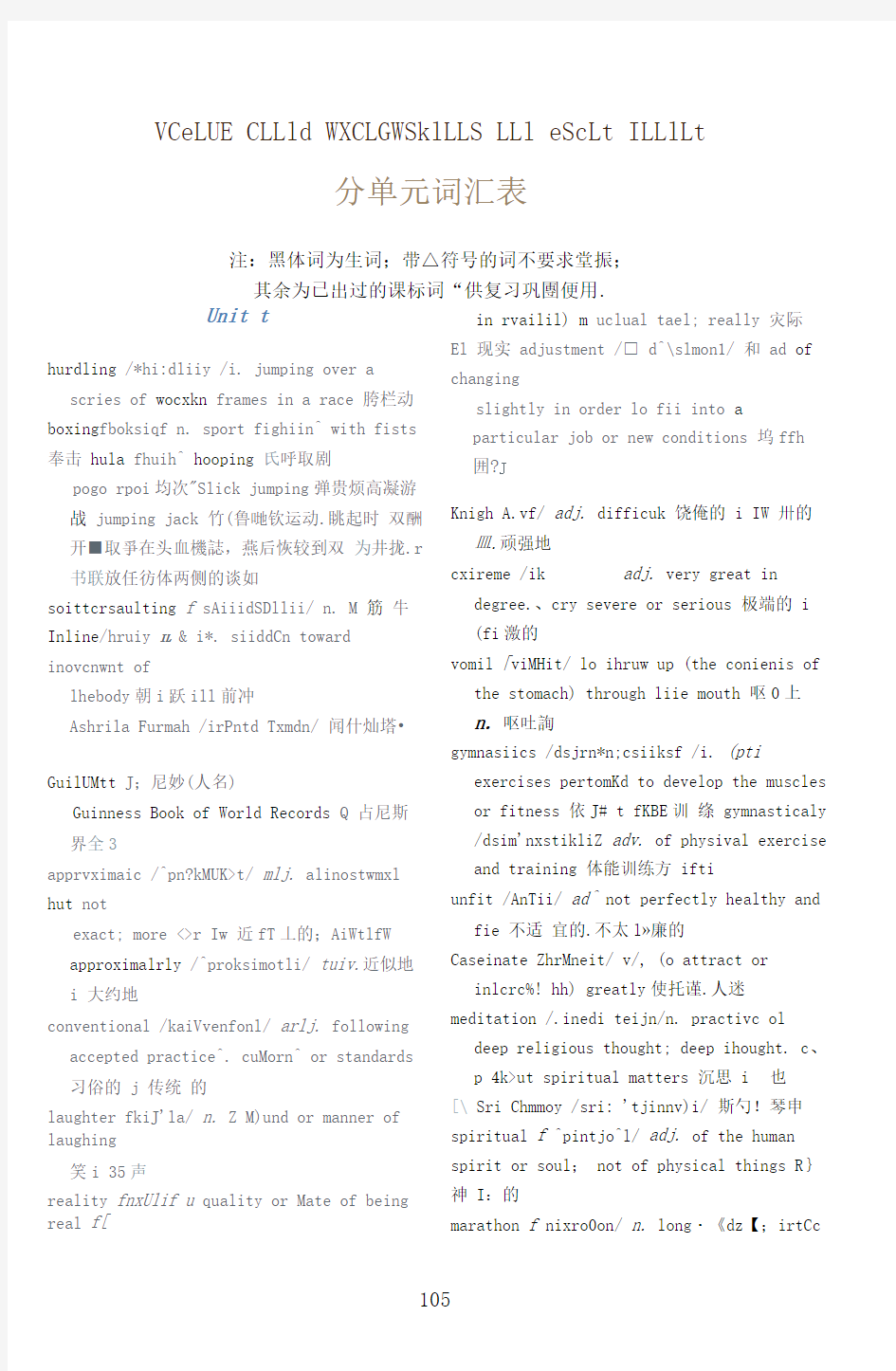 人教版高中英语新课标选修9单词表