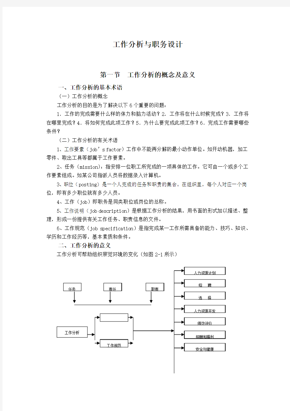 工作分析和职务设计