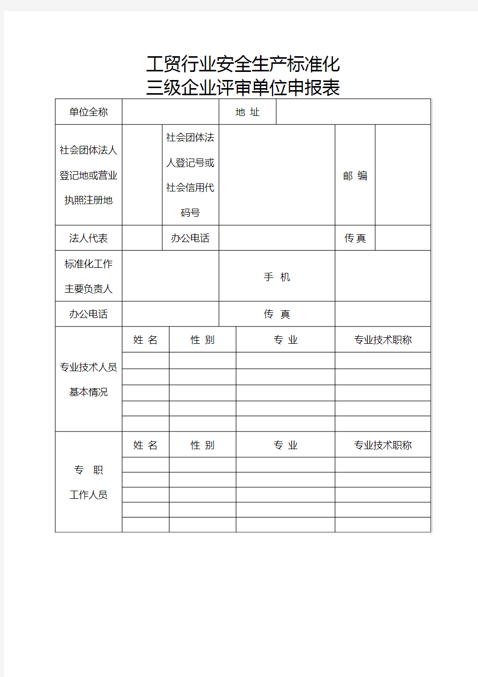 工贸行业安全生产标准化