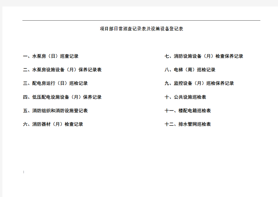 设施设备日常巡检表