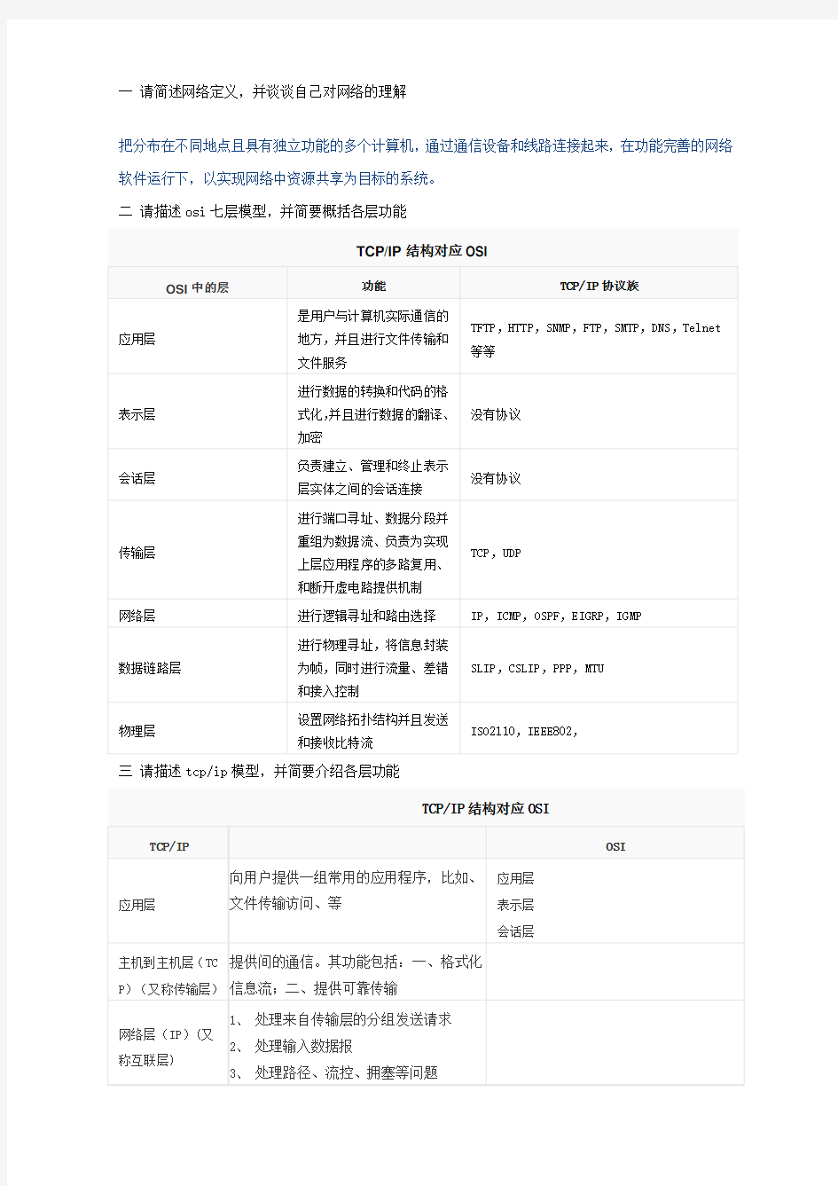 网络工程师面试基础专业知识问题