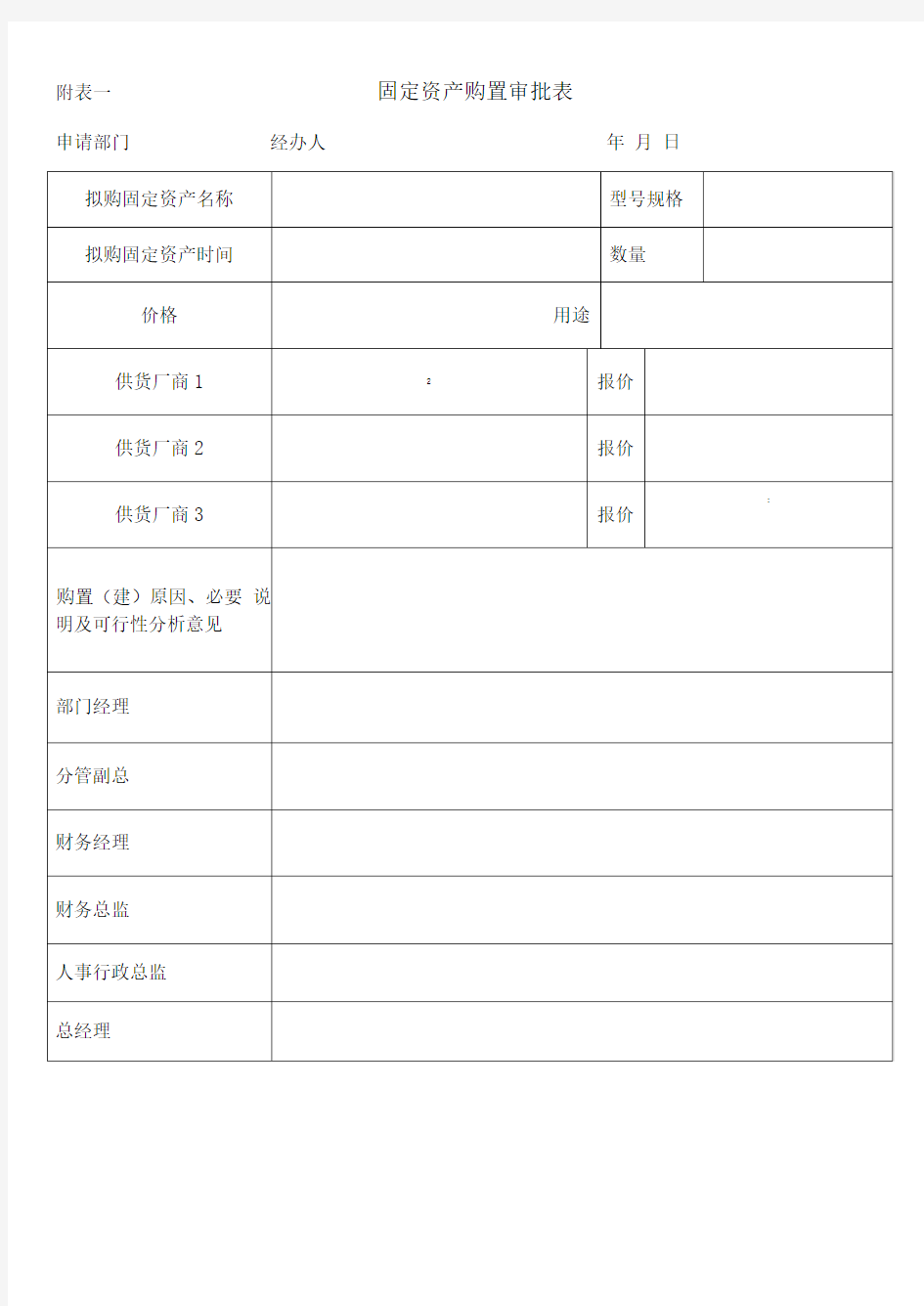 固定资产表格