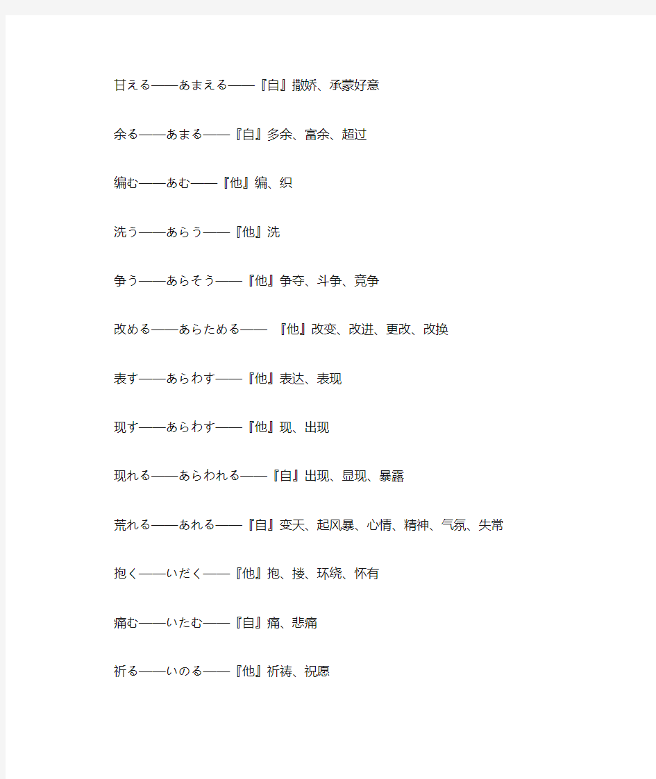 日语常用动词表