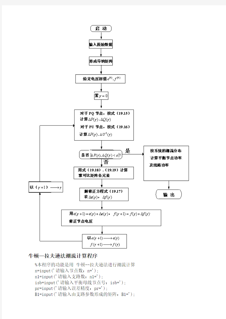 牛顿—拉夫逊法潮流计算程序