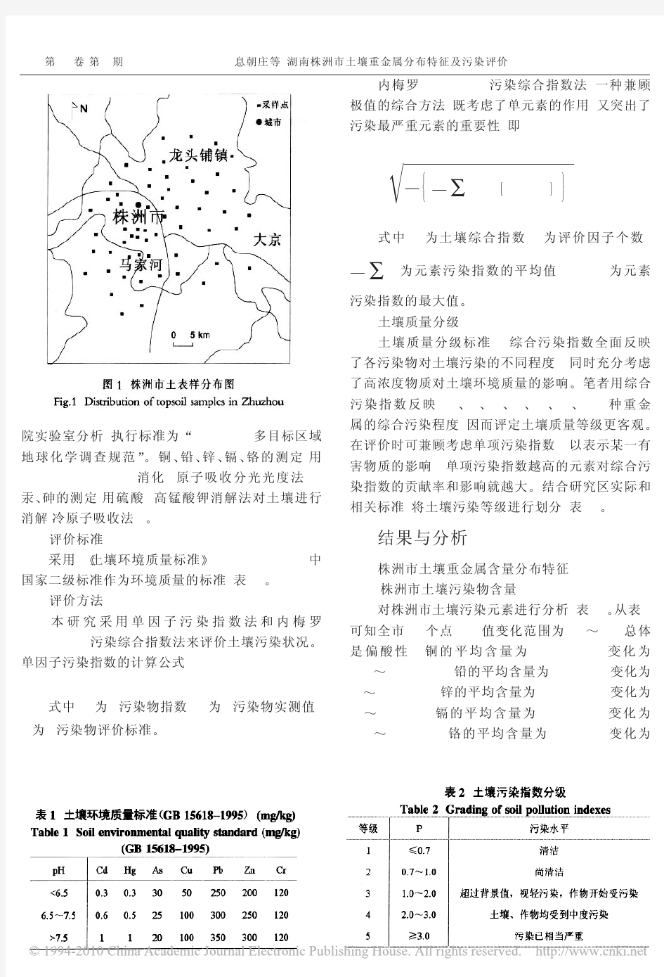 湖南株洲市土壤重金属分布特征及污染评价