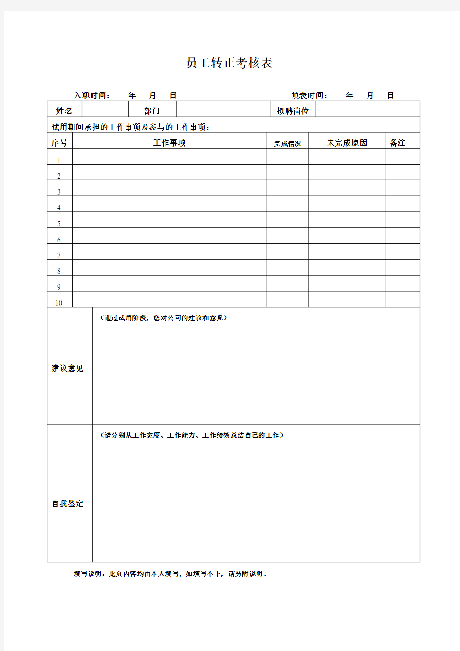 试用期员工转正考核方案1