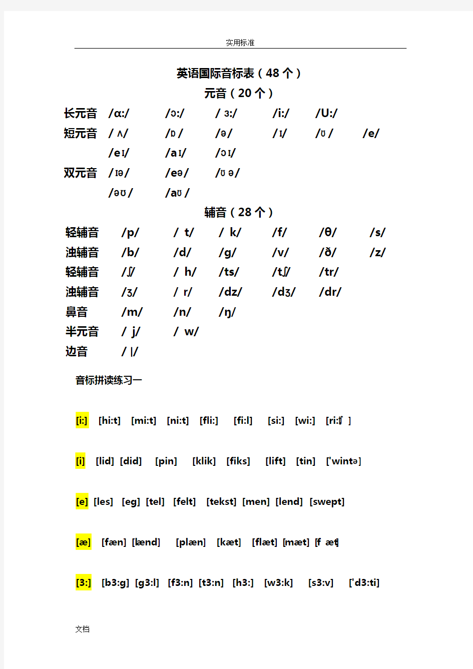 英语国际音标的表(2017最新版)