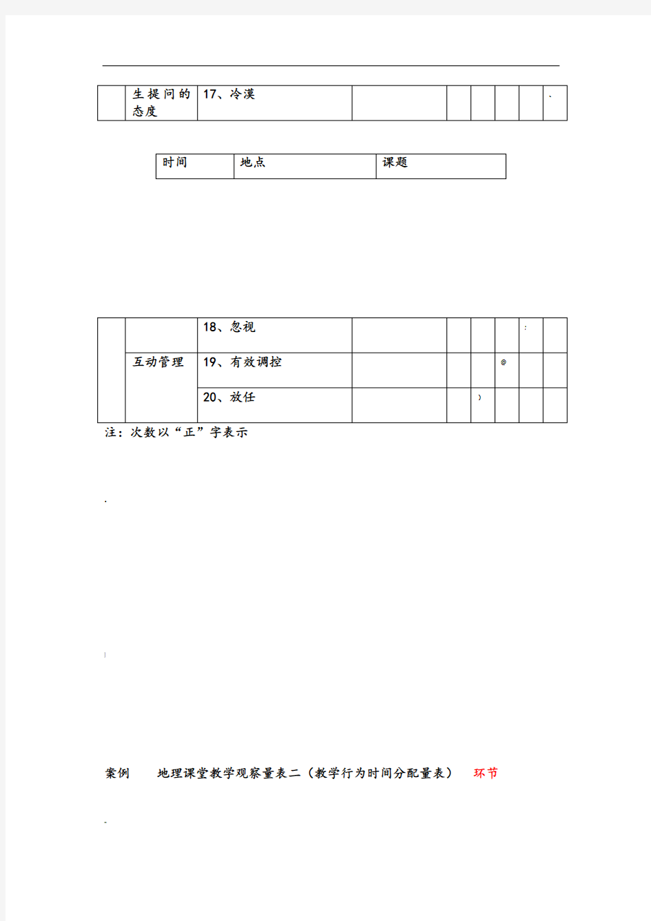 课堂观察量表范例