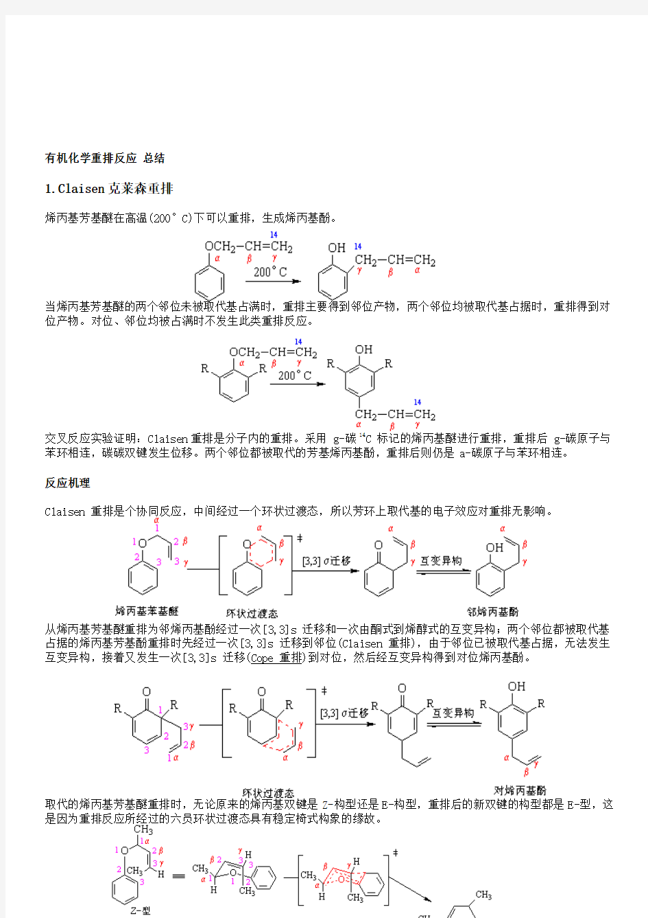 +++有机化学重排反应-总结
