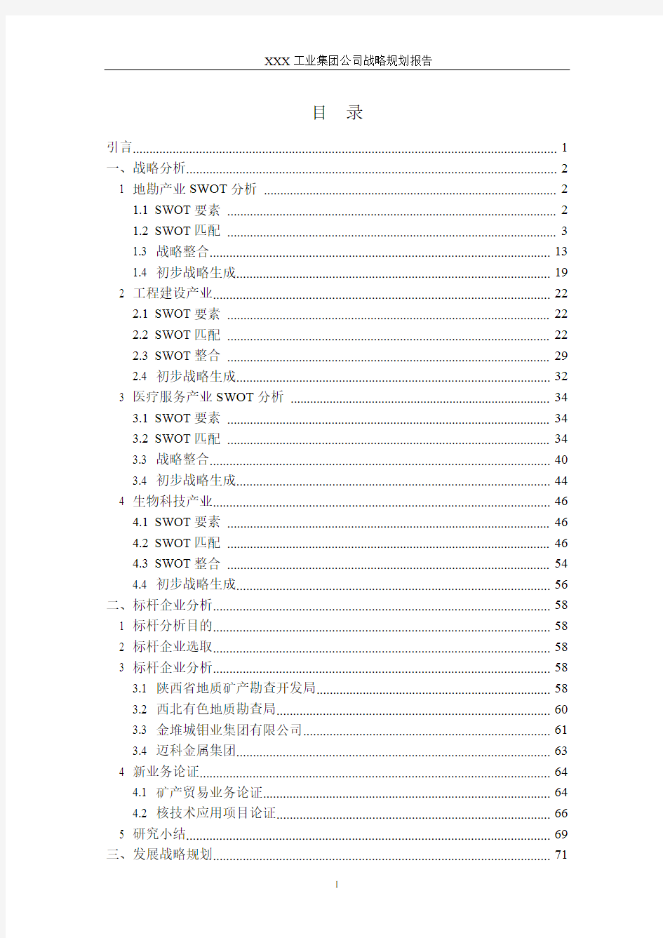 工业集团公司战略规划报告