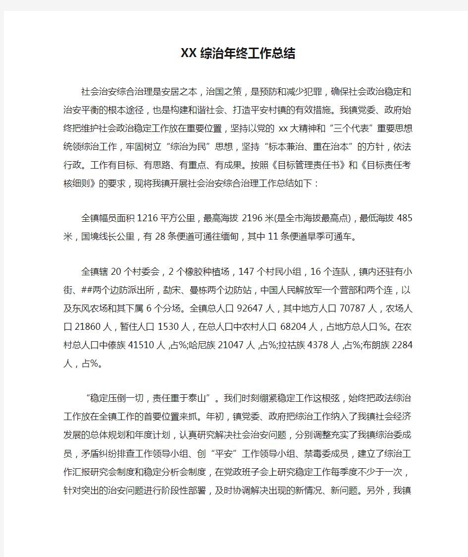 XX综治年终工作总结