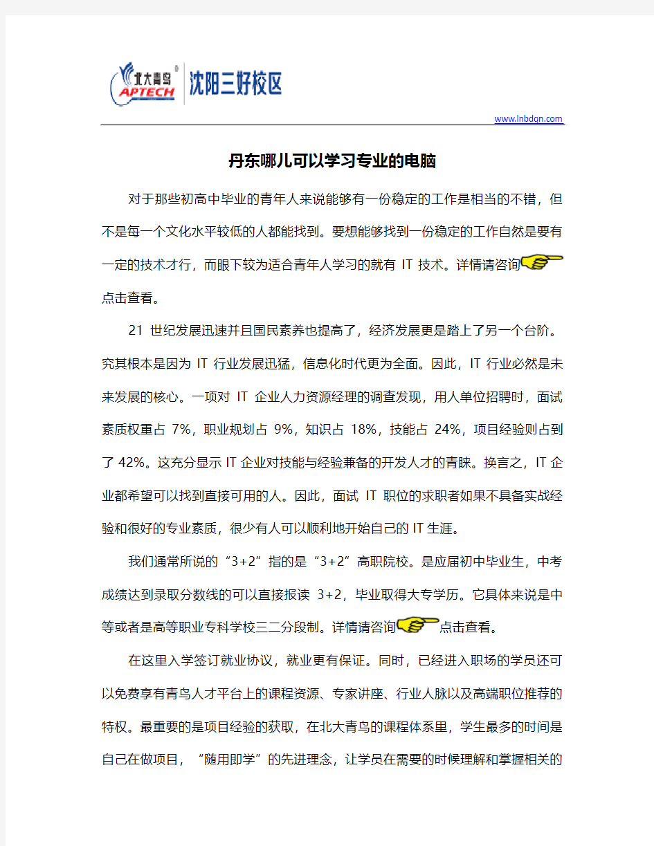 丹东哪儿可以学习专业的电脑