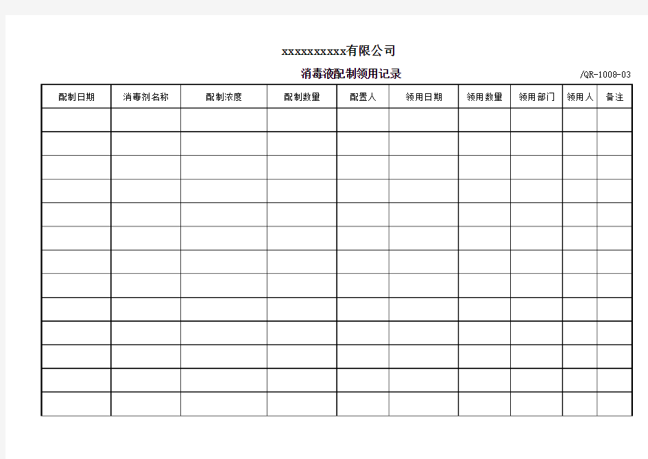 消毒剂配制领用记录