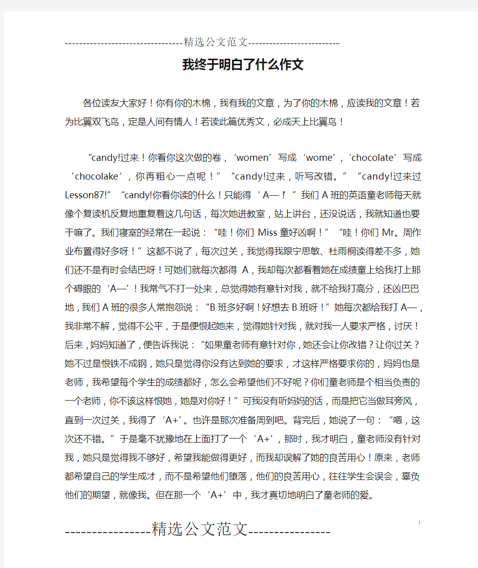 我终于明白了什么作文