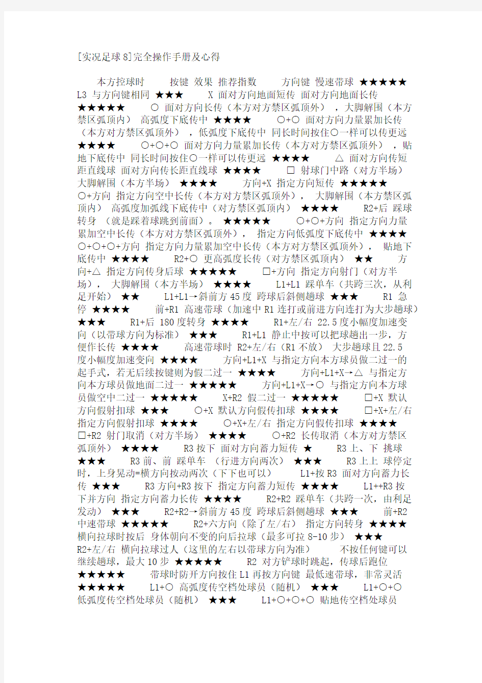 [实况足球8]完全操作手册及心得
