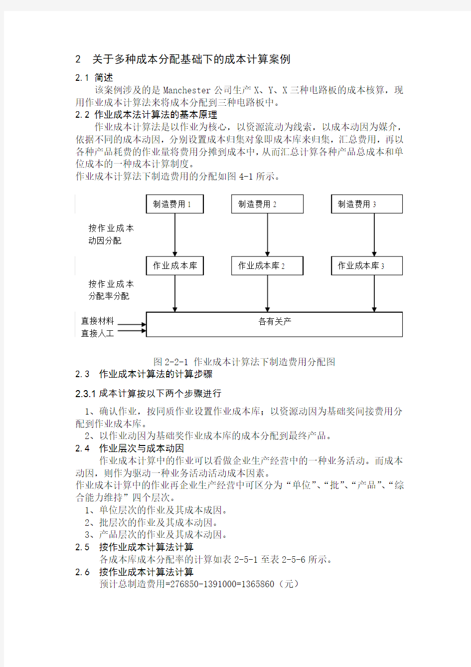 作业成本法计算法的基本原理