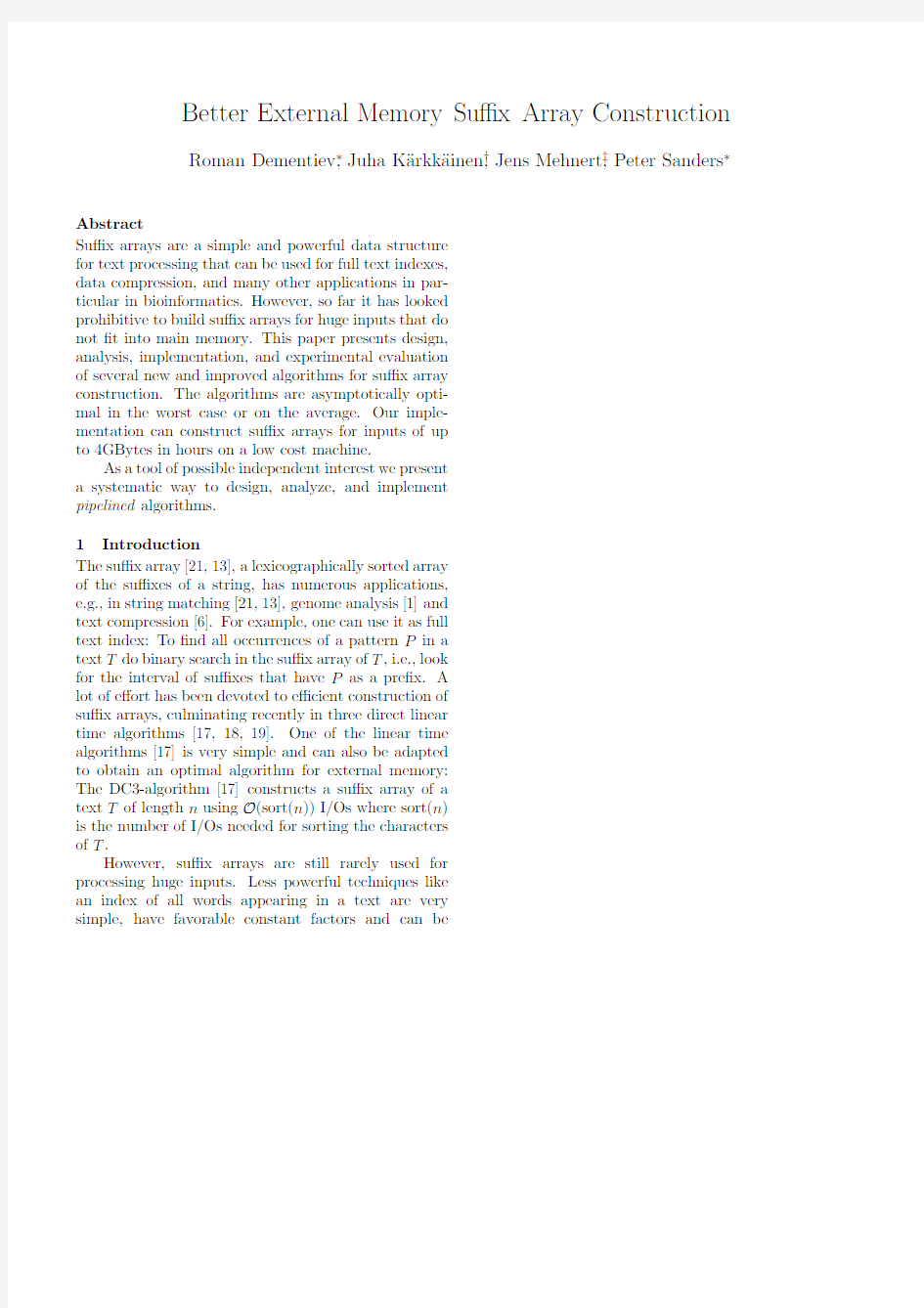 Better External Memory Suffix Array Construction