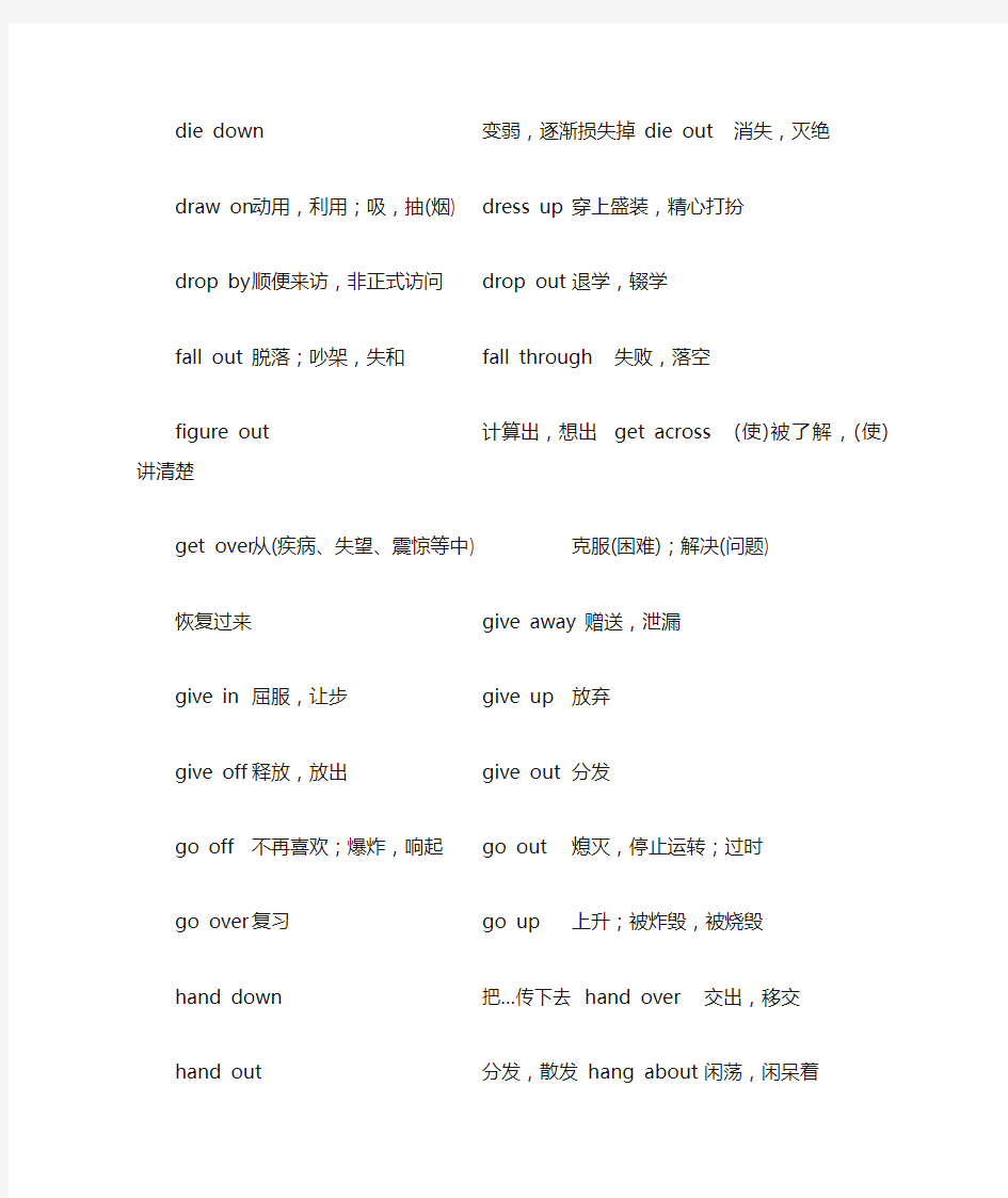 英语常用词组搭配分类