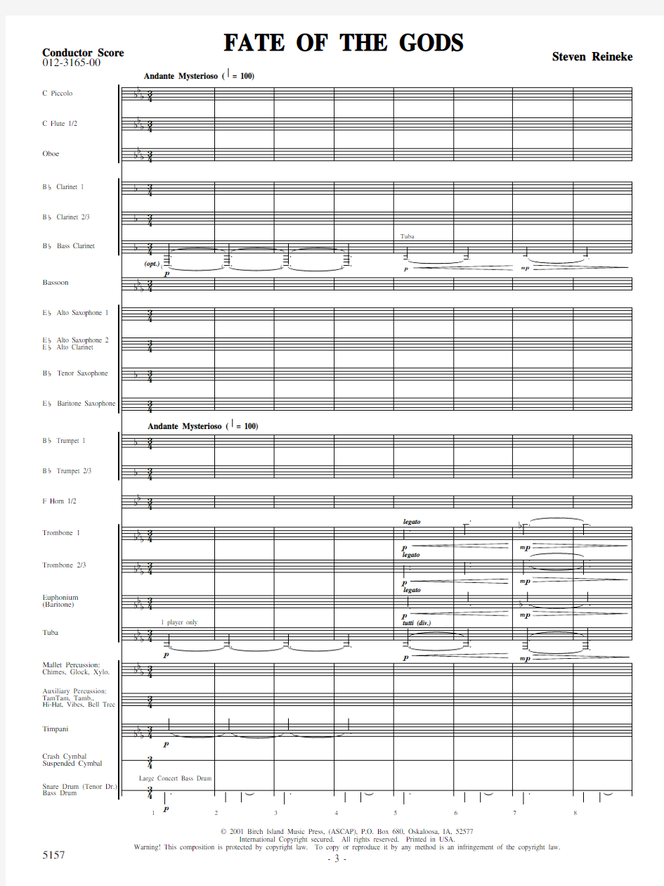 诸神的命运Fate of the Gods Steven Reineke Score(可打印)