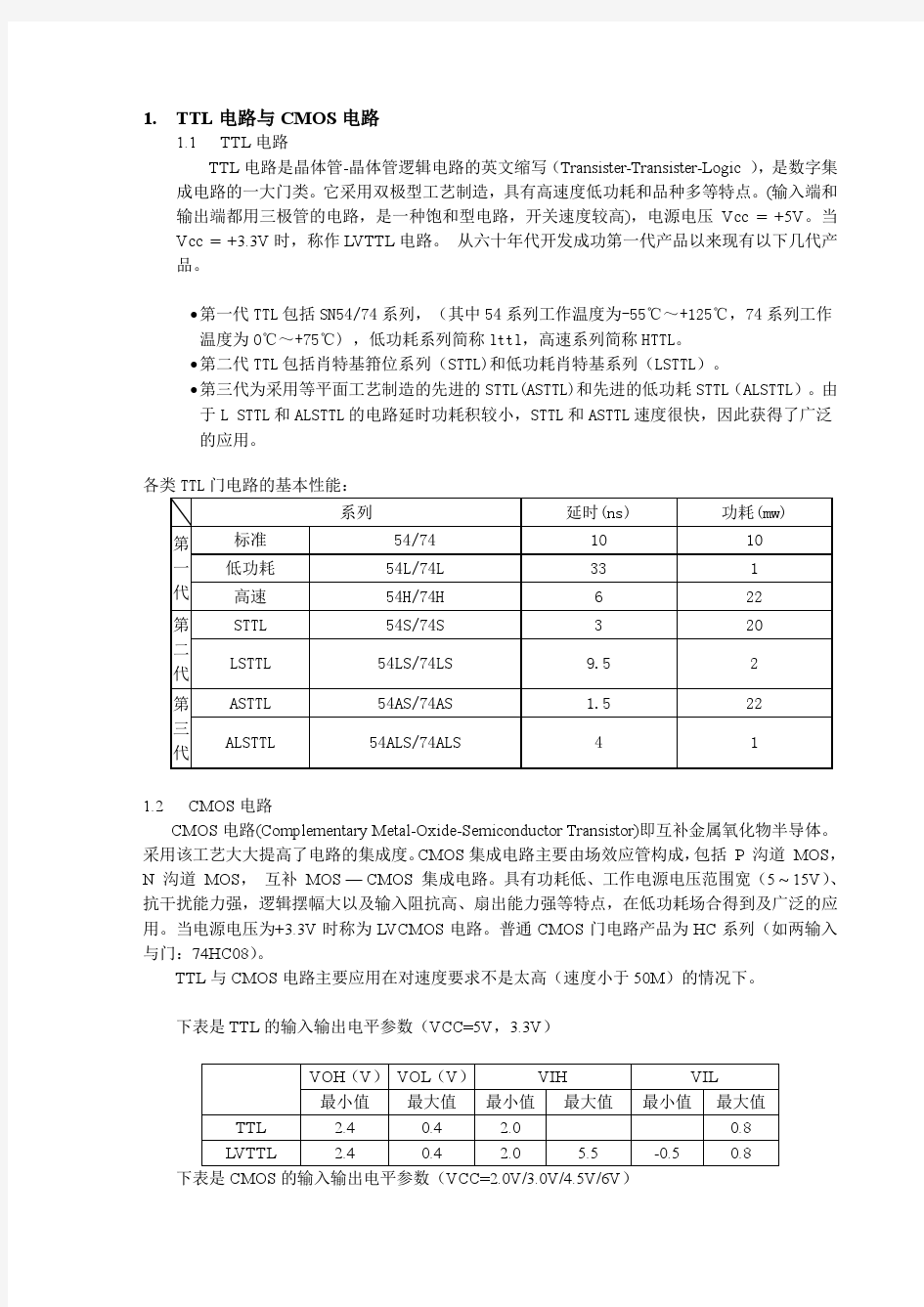 电平信号及接口电路