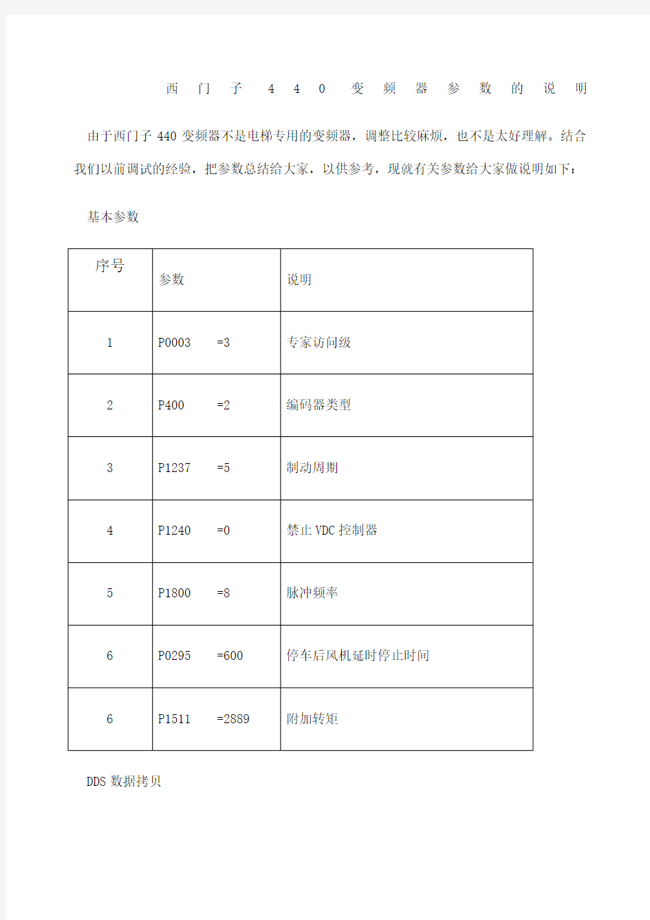 西门子变频器参数的说明