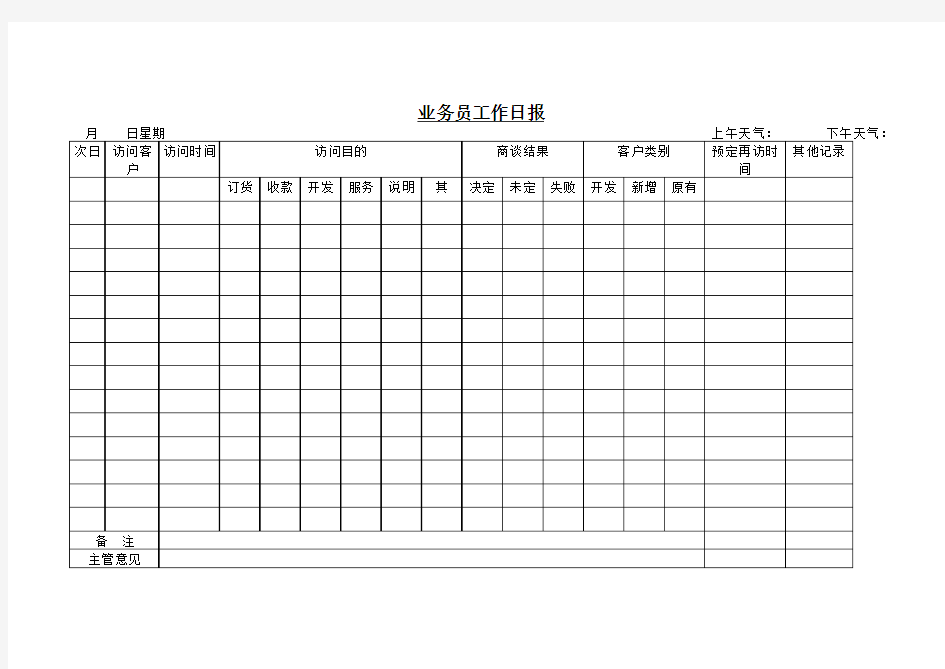 业务员工作日报