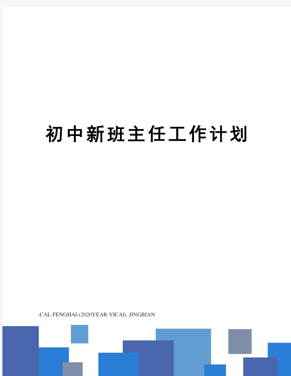 初中新班主任工作计划