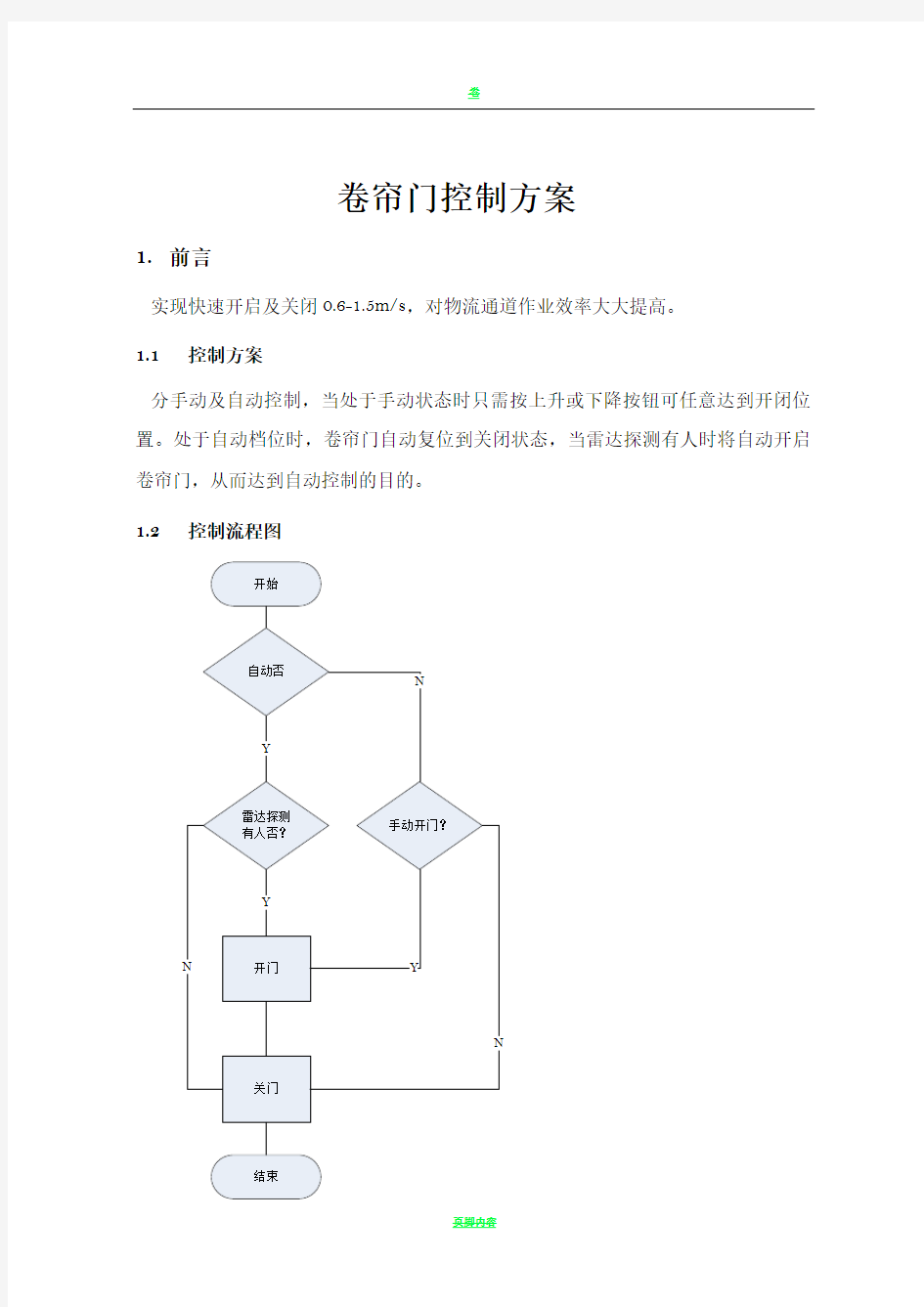 卷帘门控制方案