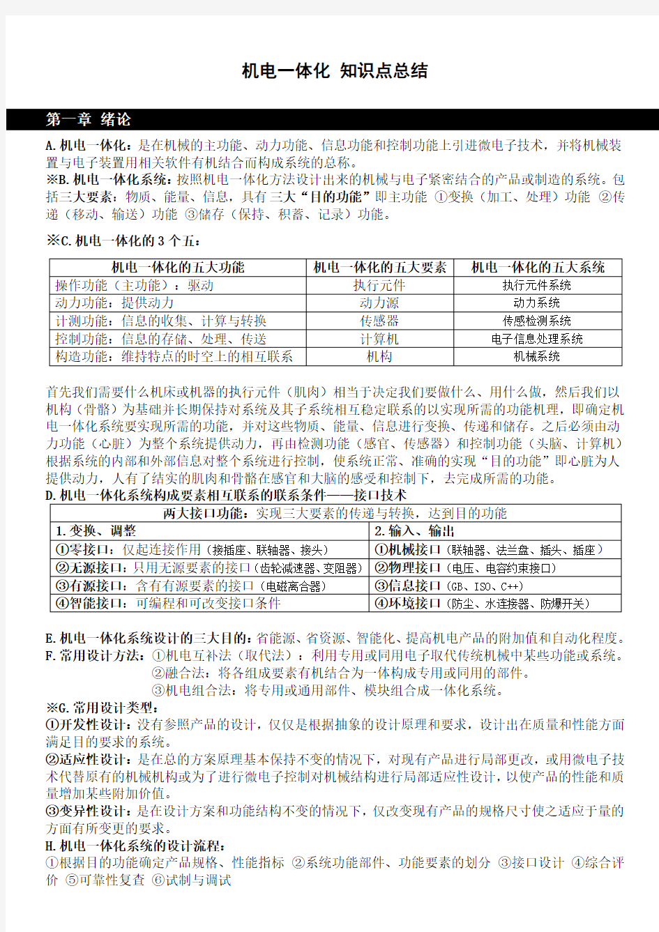 机电一体化 知识点总结