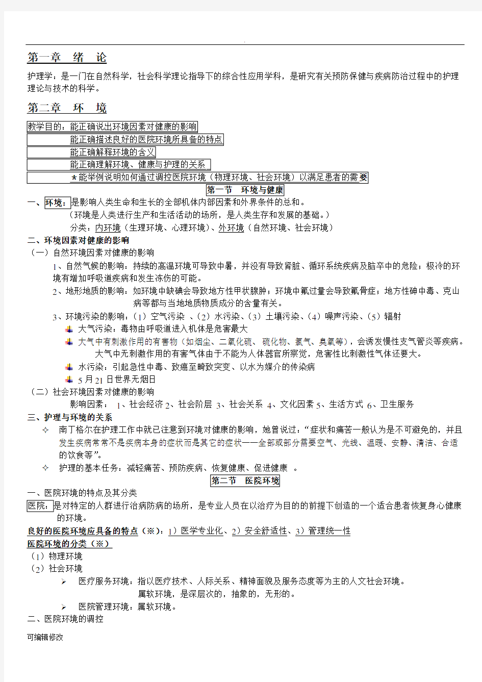 基础护理学知识点复习总结