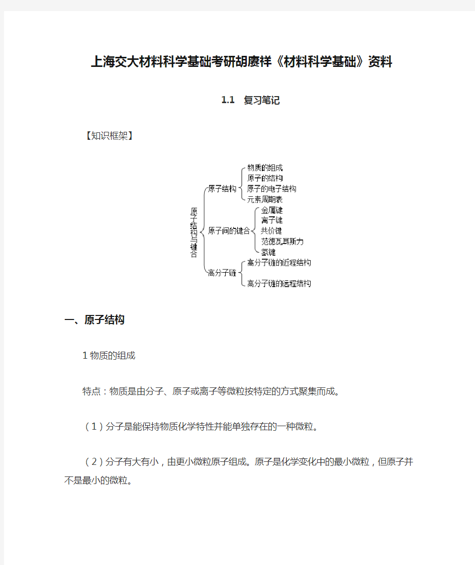 上海交大材料科学基础考研胡赓祥《材料科学基础》资料