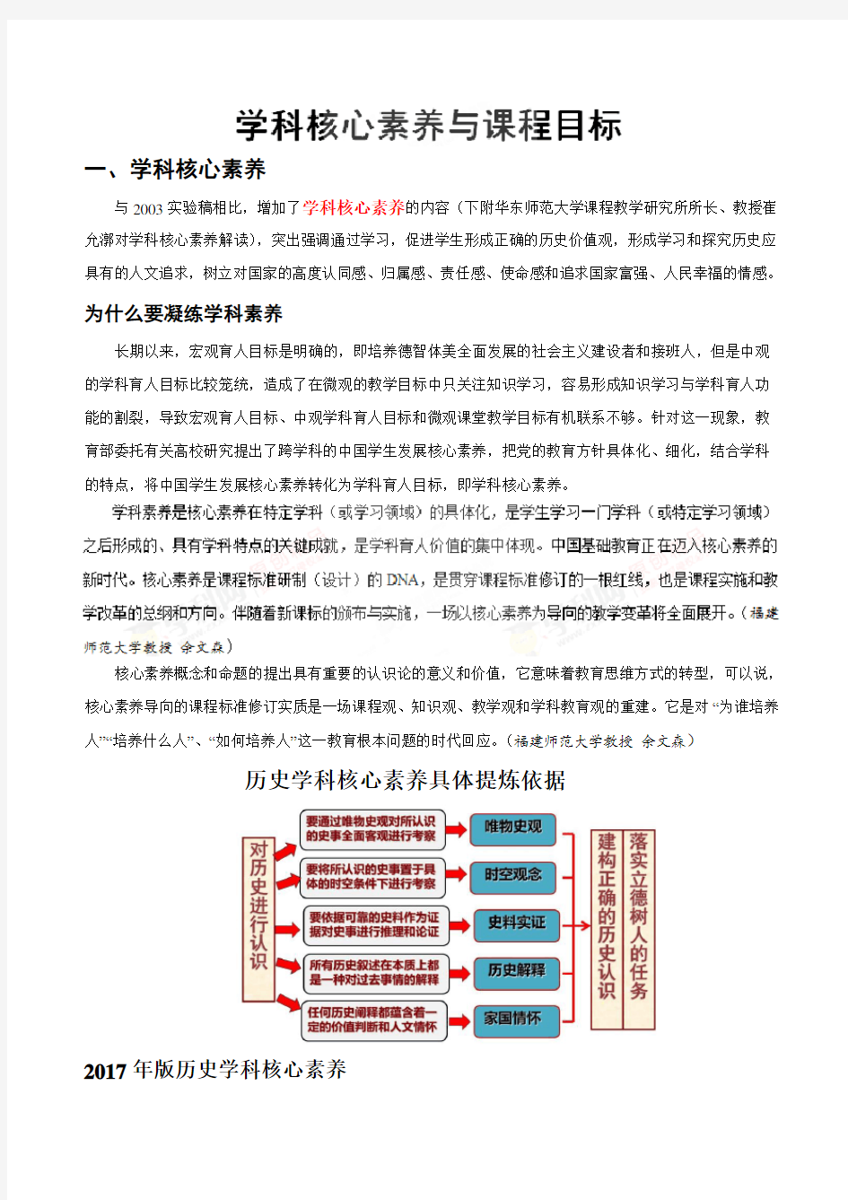 解读04 学科核心素养与课程目标——2017年版《普通高中课程标准》历史解读