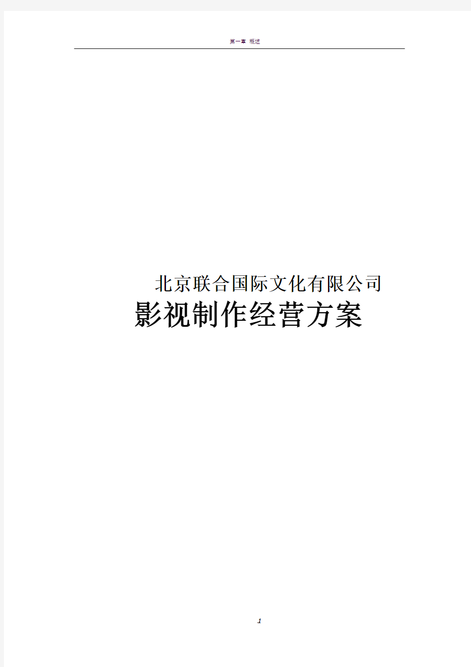 知名影视公司年度经营计划方案