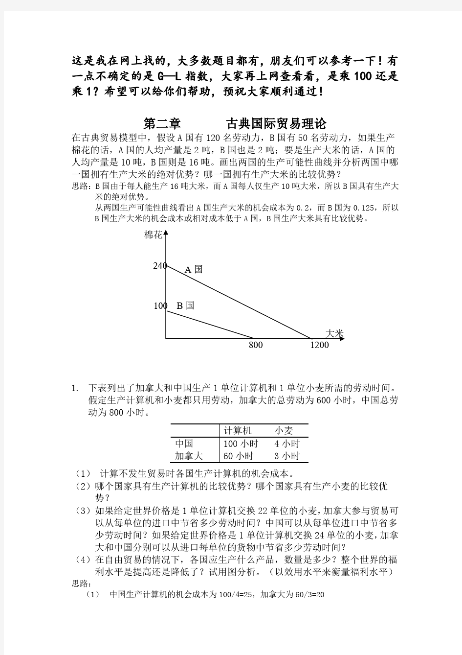 国际经济学课后习题答案