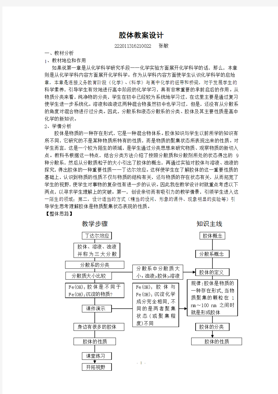 高中化学必修一 胶体_教案