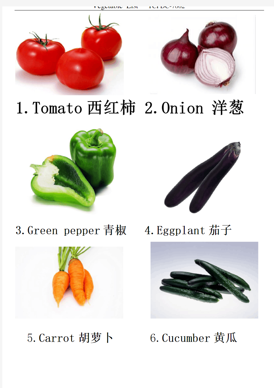 Vegetable pic-list (EN-CN)蔬菜-中英文图片