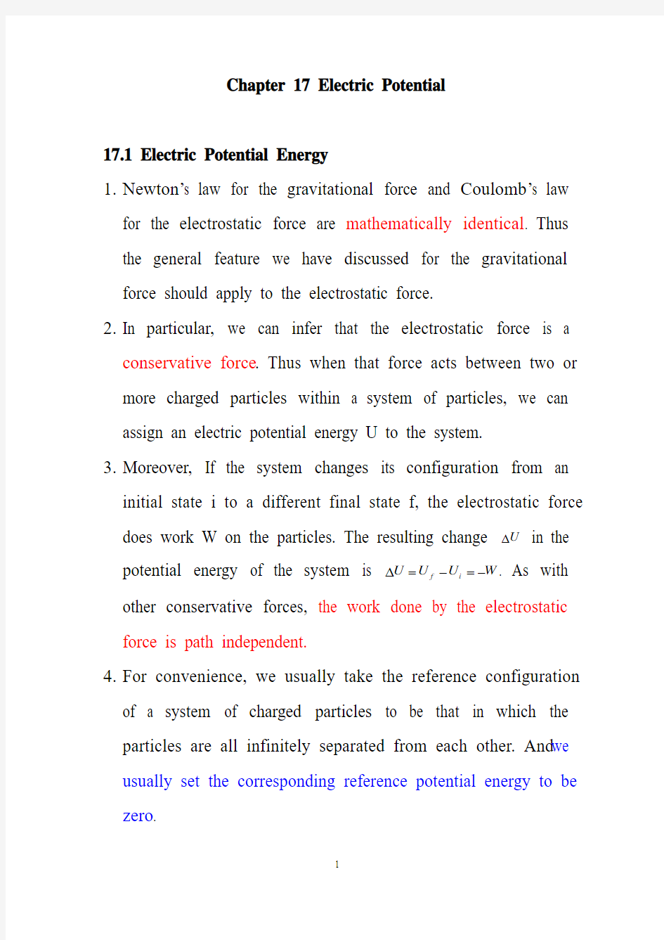 《物理双语教学课件》Chapter 17 Electric Potential 电势