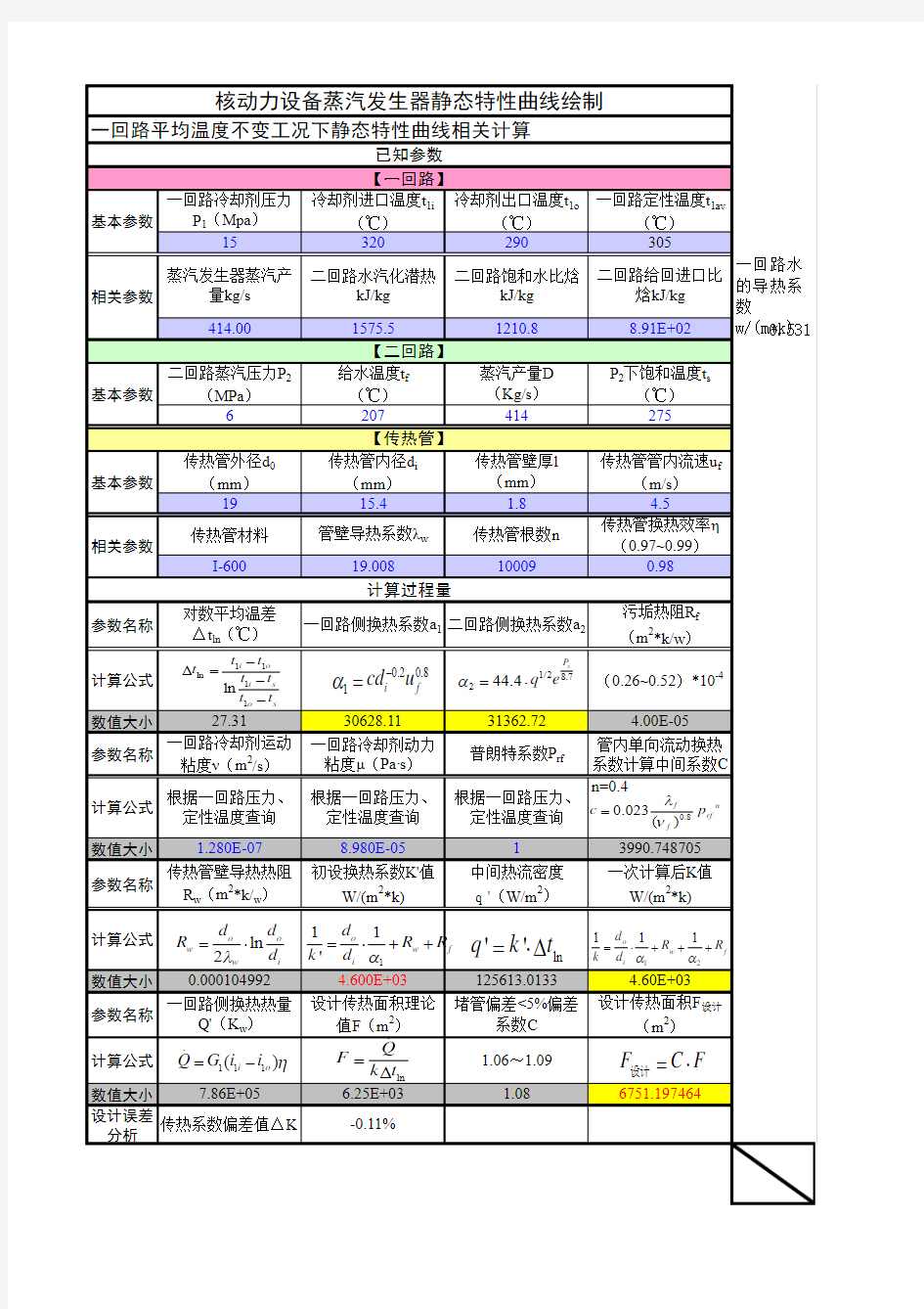 核动力设备蒸汽发生器热力计算(2010.11.28更新修正版)