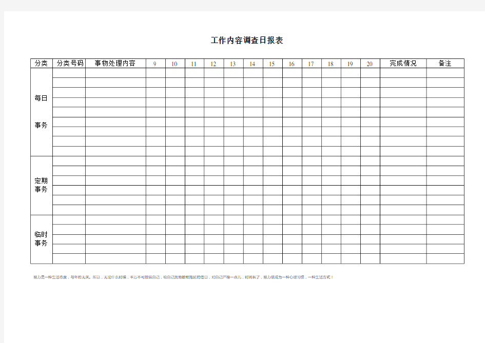 工作内容调查日报表