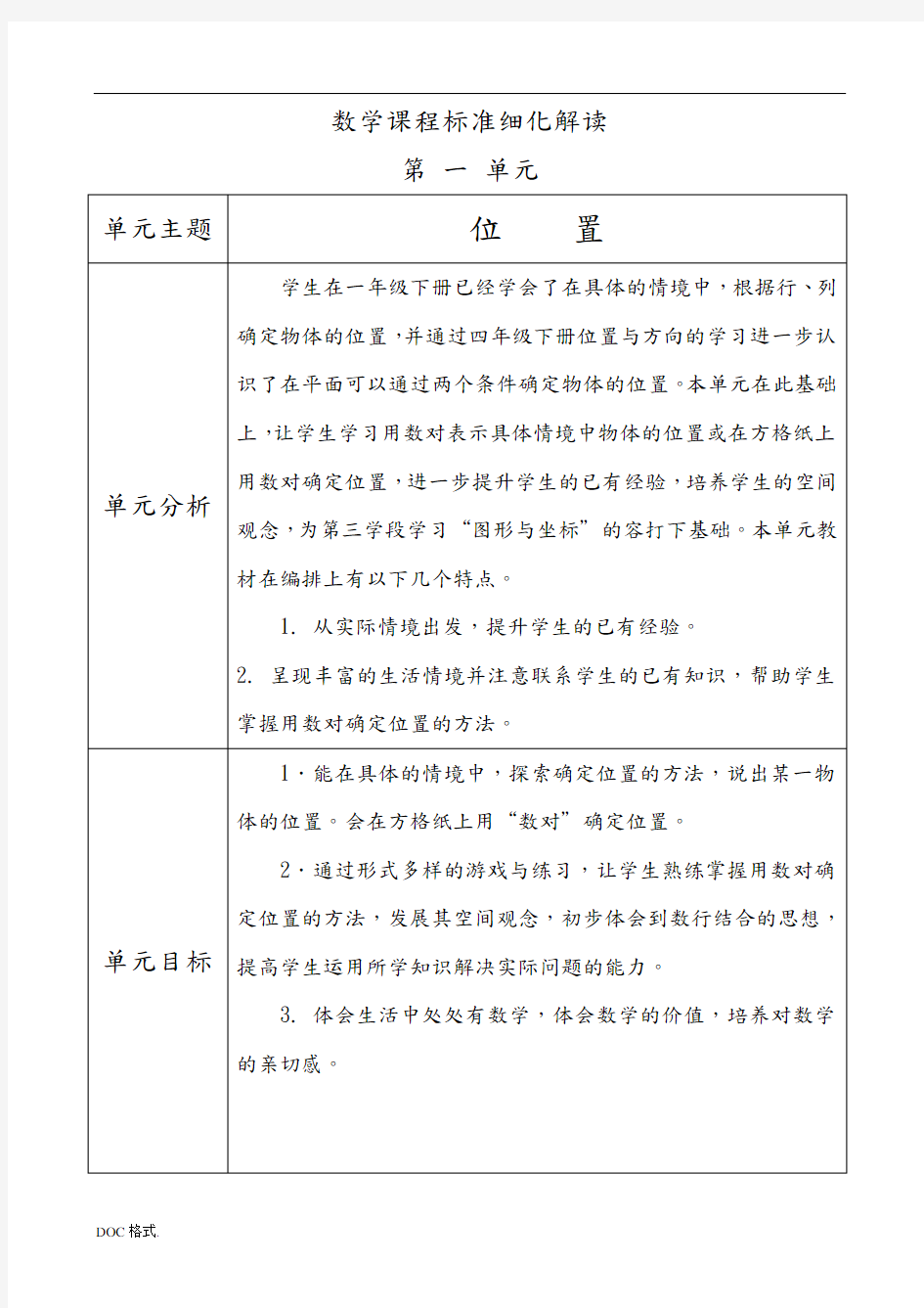 新课标人教版小学数学六年级课程标准细化解读