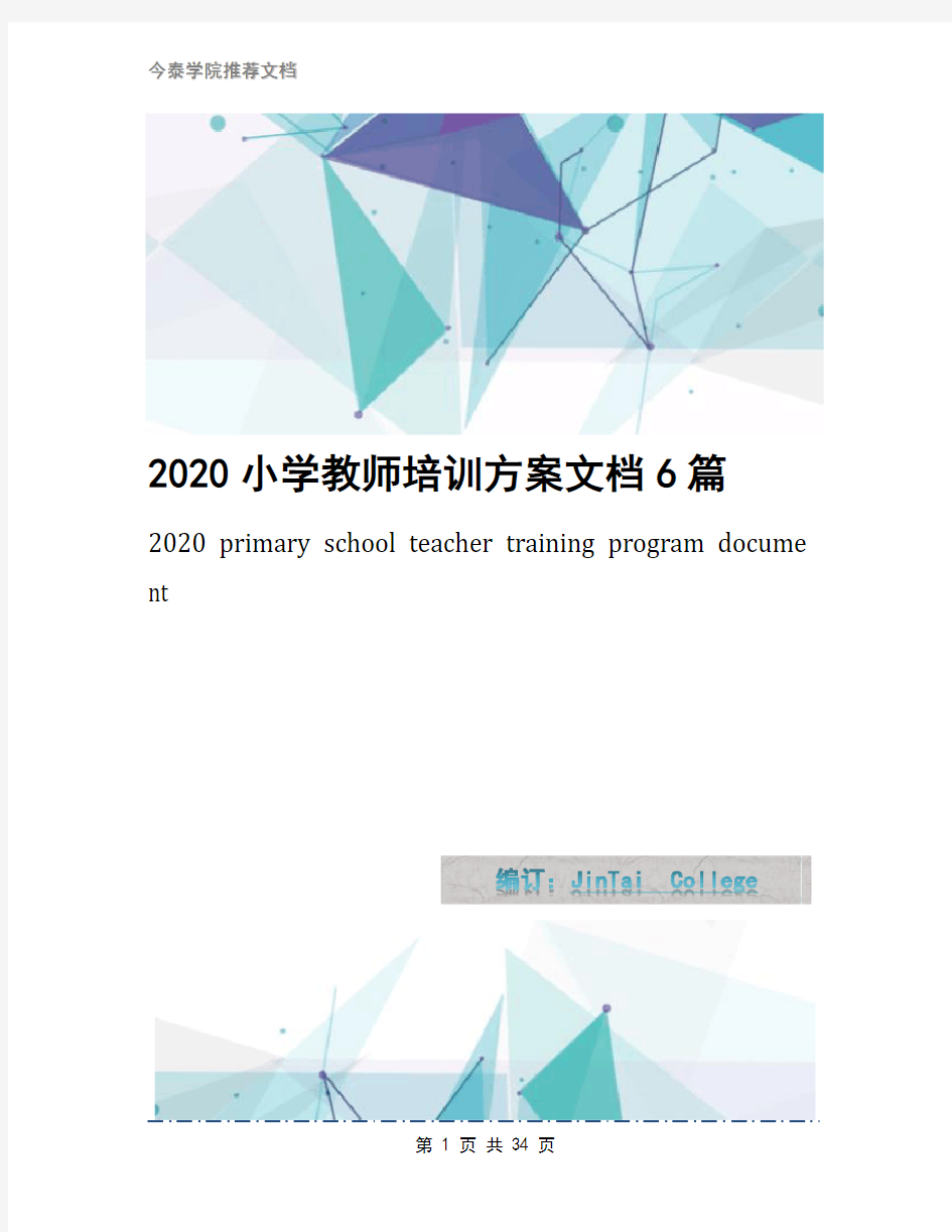 2020小学教师培训方案文档6篇