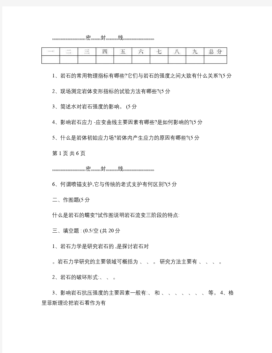 (完整版)岩石力学试卷二试题及答案B.