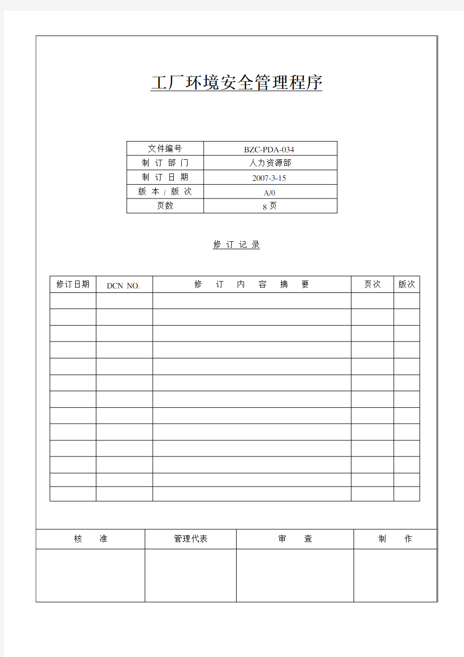 工厂环境安全管理程序