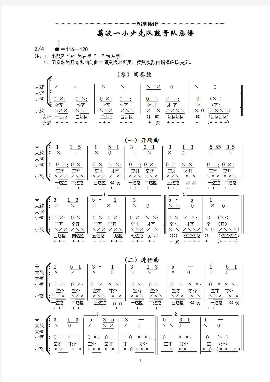 少先队鼓号队总谱10套精编版