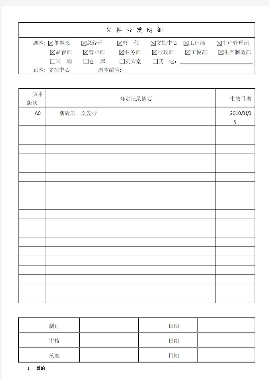 质量目标和数据分析控制程序