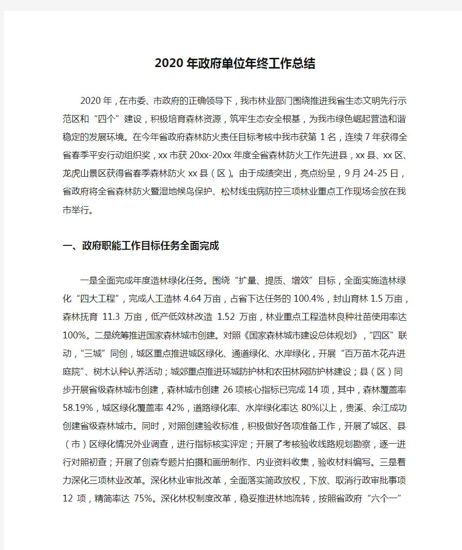 2020年政府单位年终工作总结