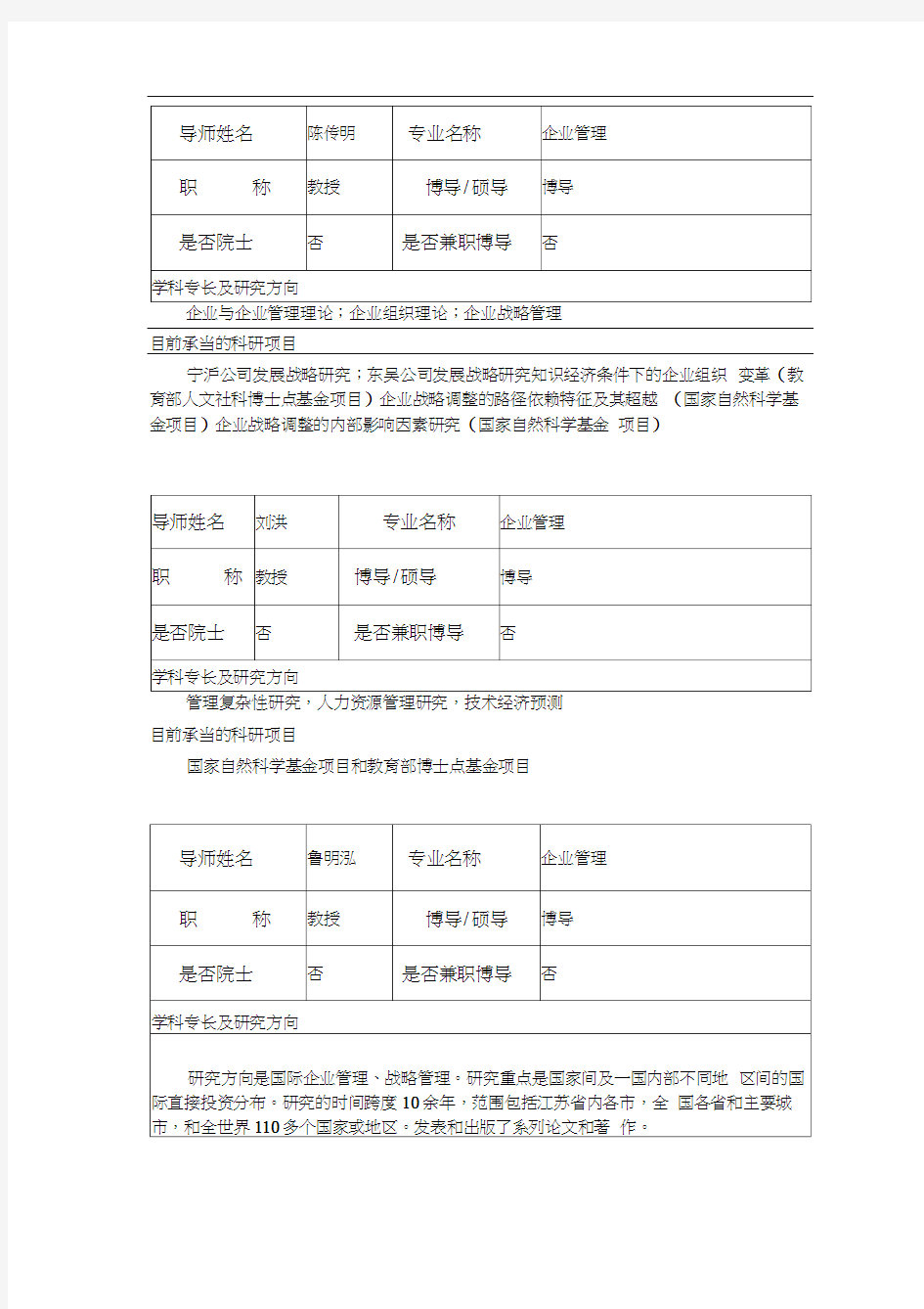 南京大学商学院研究生导师简介