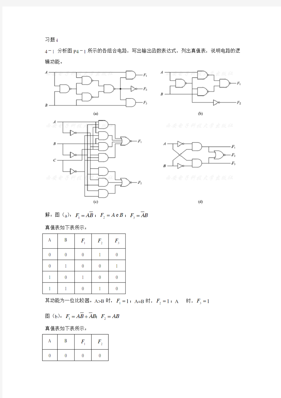 (完整版)数字电子技术第四章答案