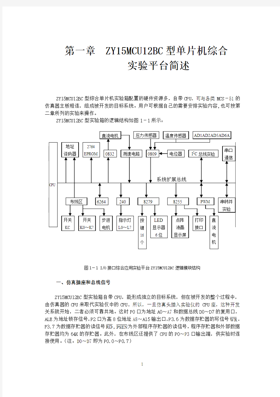 ZY15MCU12BC型单片机实验指导书