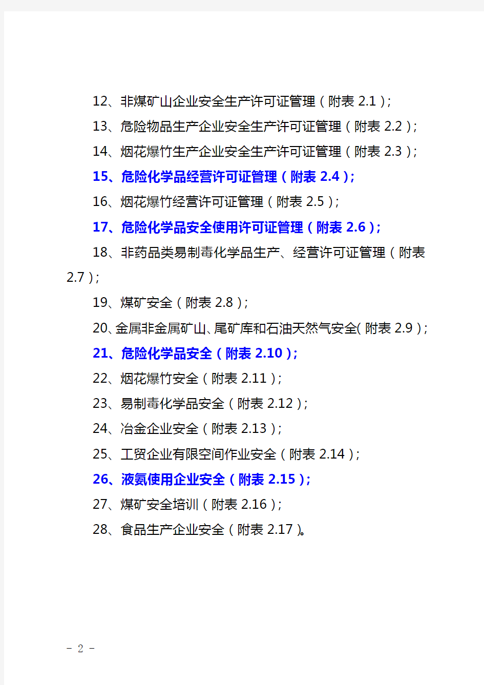 安全生产监督管理部门安全生产监督检查项目指导目录及监督检查表